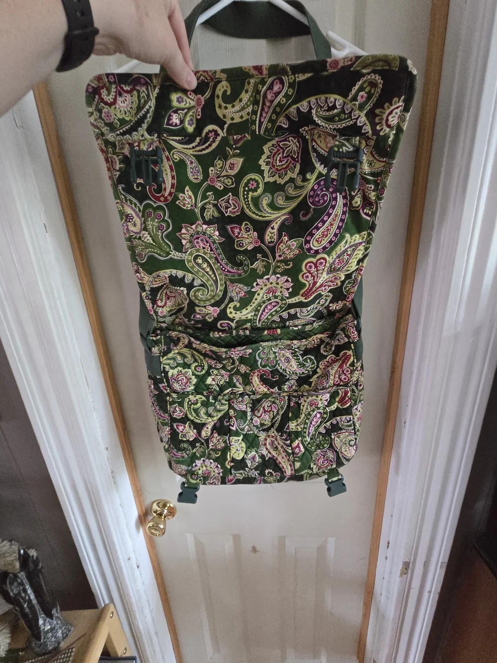 Vera Bradley Green Paisley Quilted Shoulder Messenger Bag